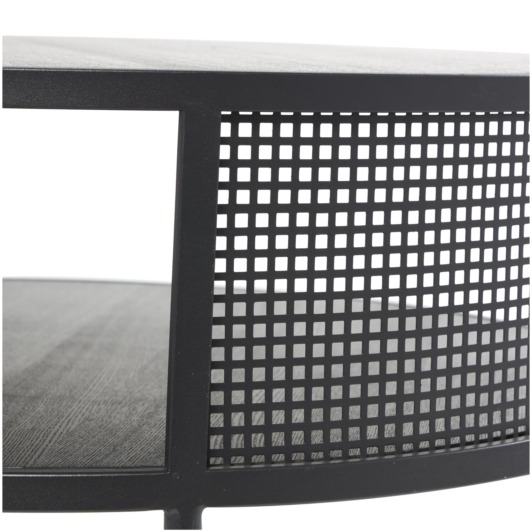 DecMode 32" x 17" Black Metal Open Grid Frame Geometric Coffee Table with Gold Legs, 1-Piece