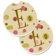 thumbnail image 1 of Carolines Treasures CJ1004-ECARC Letter E Initial Monogram Tan Dots Set of 2 Cup Holder Car Coaster, 1 of 1