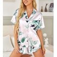 thumbnail image 6 of Zeagoo Womens Silk Satin Pajamas Set Button Down Short Sleeve Sleepwear Set 2 Piece Ruffled Pjs, 6 of 6