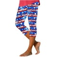 thumbnail image 3 of QATAINLAV Wamen American Flag Athletic Yoga Leggings Elastic Waist Patriotic Capri Pants 4th of July Workout Cropped Trouser Blue XL Ofertas Del Dia de Hoy Relampago, 3 of 6