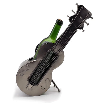 Guitar Metal Wine Bottle Holder, Charcoal