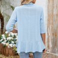 thumbnail image 3 of Conairie Women Cardigan 3/4 Sleeves Open Front Lightweight Casual Tops Soft Netted Knit Draped Ruffles Cover U.S Sky Blue L, 3 of 4