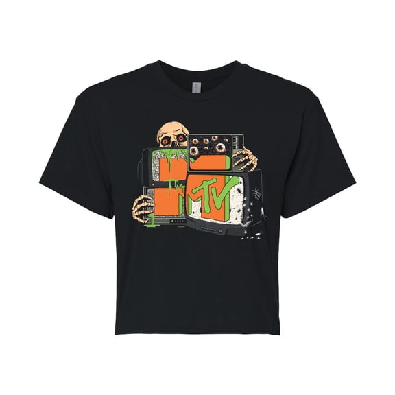 Mtv - Static Tv - Juniors Cropped Graphic T-Shirt