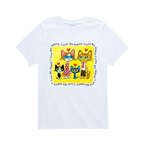 Pete The Cat - Love My Family - Youth Short Sleeve Graphic T-Shirt