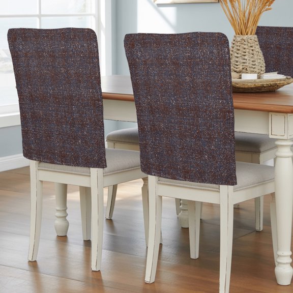 Vintage Sepia Chair Back Covers Set of 1, Rustic Chocolate Brown Solid Background Linen Texture Removable Dining Seat Cover Washable Kitchen Chair Slipcovers Protective for Party Decoration 19x20in