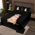 thumbnail image 2 of Erosebridal Raccoon Coverlet Set King for Teens, Cartoon Bowknot Bedding Set, Brown 3pcs, 2 of 5