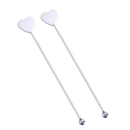 

5 Pcs Stainless Steel Heart-shaped and Round Bead Cocktail Pick Set Fruit Stick Martini Picks(Silver)