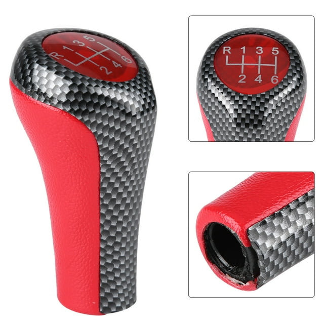 Pomo de Cambio de Marchas-Rojo y Fibra de Carbono 6 Cabeza de pomo de Cambio de Marchas para X1 X3 X5 E60 E61 E65 E83 E84 E90 E91 E92