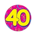 thumbnail image 2 of Beistle Club Pack of 12 Pink, Blue, and Yellow Jumbo ''40'' Buttons Party Favors 6'', 2 of 2