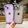 thumbnail image 2 of Compatible with iPhone 15 Plus Case 6.7" 2023, Cute Kawaii Curly Wave Frame Shape Soft Silicone Shockproof Protective Phone Cover for Women Girls, Clear/Purple, 2 of 8
