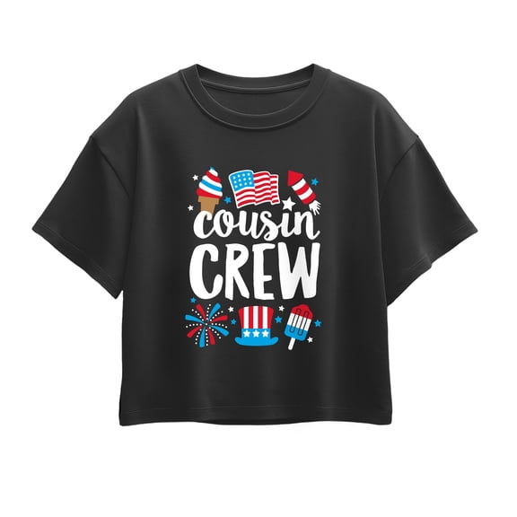Instant Message - Cousin Crew July 4th Short Sleeve Boxy Graphic T-Shirt