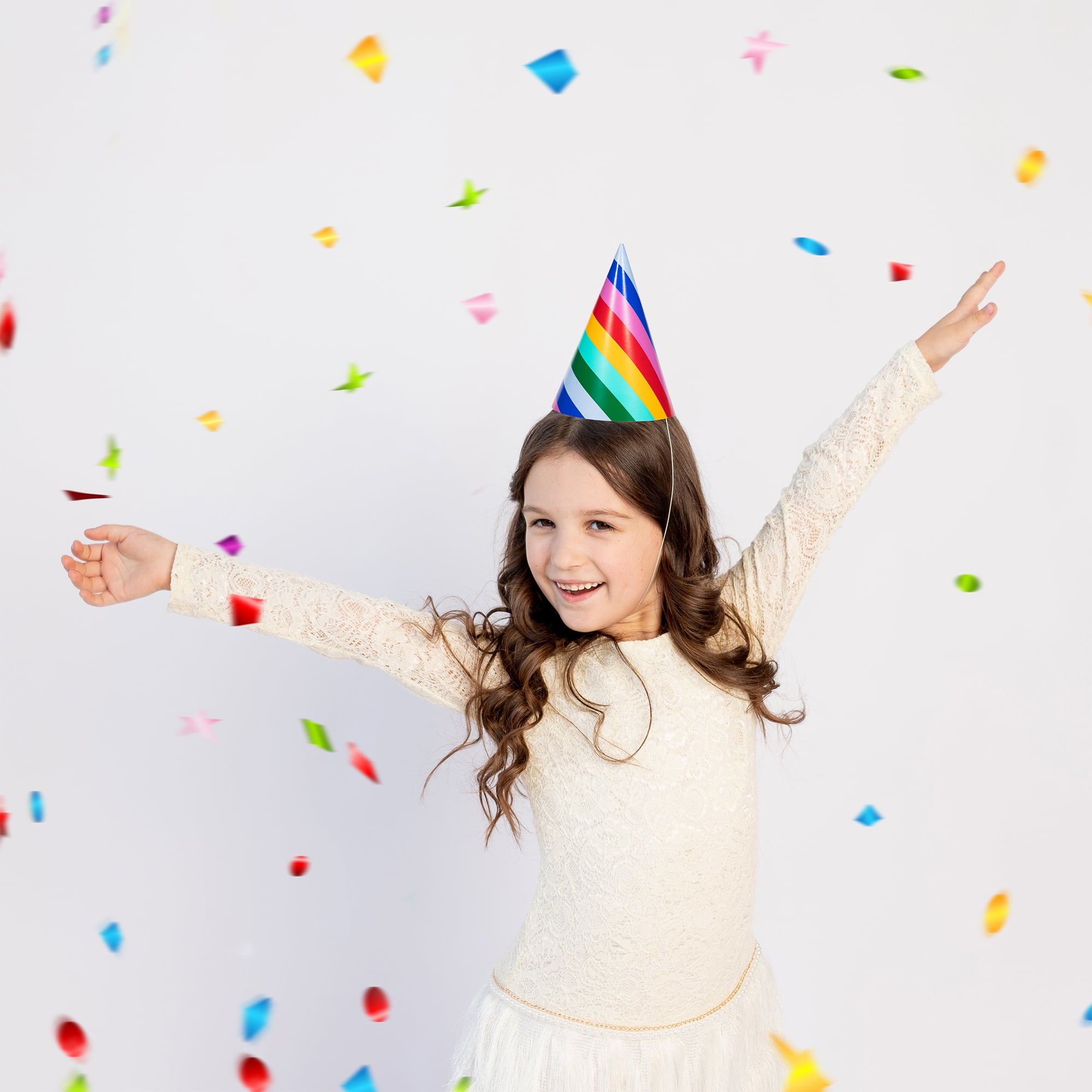 Multicolor Striped Party Hats, 4 Count, by Way To Celebrate
