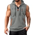 thumbnail image 2 of Dresfit Tank Tops Mens Zip Up Sleeveless Hoodie Hooded Quarter Zip Vintage Sweatshirt Summer 2026 Bodybuilding Lightweight Muscle Fit Running Tanks Light Gray XL, 2 of 4