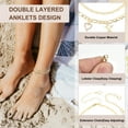 thumbnail image 3 of Uxcell Pulseras de Tobillo Iniciales en Forma de Corazón para Mujeres, Pulsera de Oro de 14K, Regalo de Verano, 3 of 6