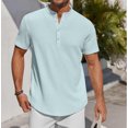 thumbnail image 2 of YATELLE Men's Henley Shirt Short Sleeve Stand Collar Summer Casual Beach Hippie T-Shirts, 2 of 6