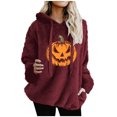 thumbnail image 2 of Sakmal Plus Size Womens Hoodies Red Pumpkin Print Halloween Pullover Sweatshirts Fashion Hoodies with Pockets, 2 of 5