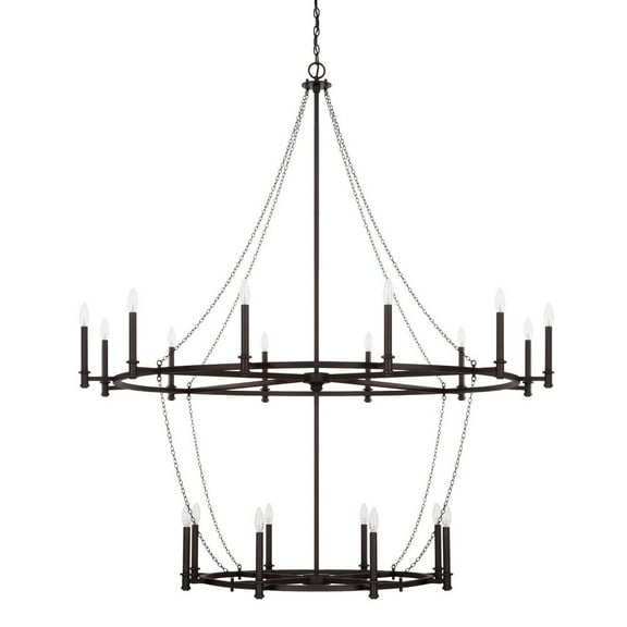2-Tier Chandelier 20 Light Black Iron In Industrial Style 60 High By 67.75 Wide Capital Lighting 528702Bi
