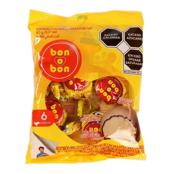 Bombón Bon o Bon relleno con crema de cacahuate 90 g