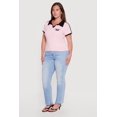 thumbnail image 3 of Women's Plus Size Contrast Trim New York 1983 Graphic Polo Top, 3 of 4