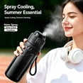 thumbnail image 4 of Spray Water Bottle with Mist Function, 750ml Portable Spill-Resistant Plastic Sports Bottle with Lanyard, Leak-Proof Press Top for Outdoor Hiking Gym Travel and Daily Use, 4 of 6