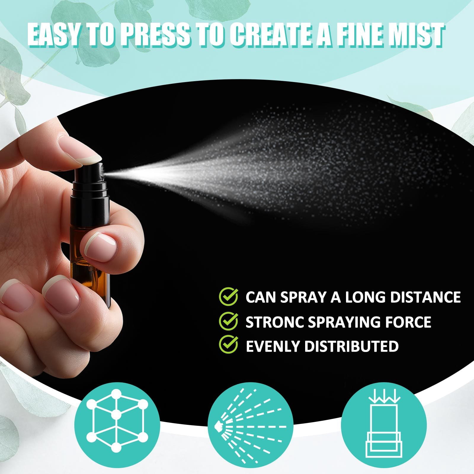 50 Pcs Mini Amber Spray Bottles with Fine Mist Sprayers, 0.1 oz Refillable Glass Perfume Bottles for Travel , Portable Small Spray Containers for Essential Oils, Cologne and Cleaning Spray