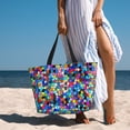 thumbnail image 6 of Daiia Colorful Tie Dye Stained Glass 2 Beach Travel Bag - Water-Resistant Beach Bag, Lightweight Tote with 7 Pockets for Women and Men - Gym,Pool,Camping,Reusable Grocery Bag, 6 of 7