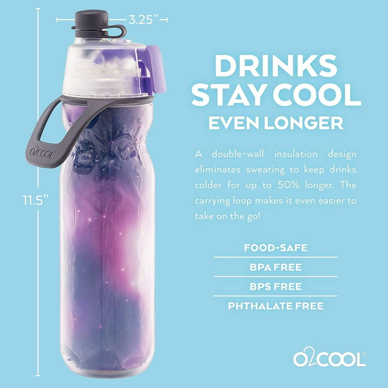 O2COOL 2-in-1 Mist 'N Sip 20 Oz. Misting Water Bottle with No Leak Spout