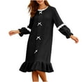 thumbnail image 5 of hotojiny Fleece Nightgowns for Women Cute Ruffle Hem Fleece Nightdress Lantern Long Sleeve Flowy Sleepwear Cozy Loungewear, 5 of 7