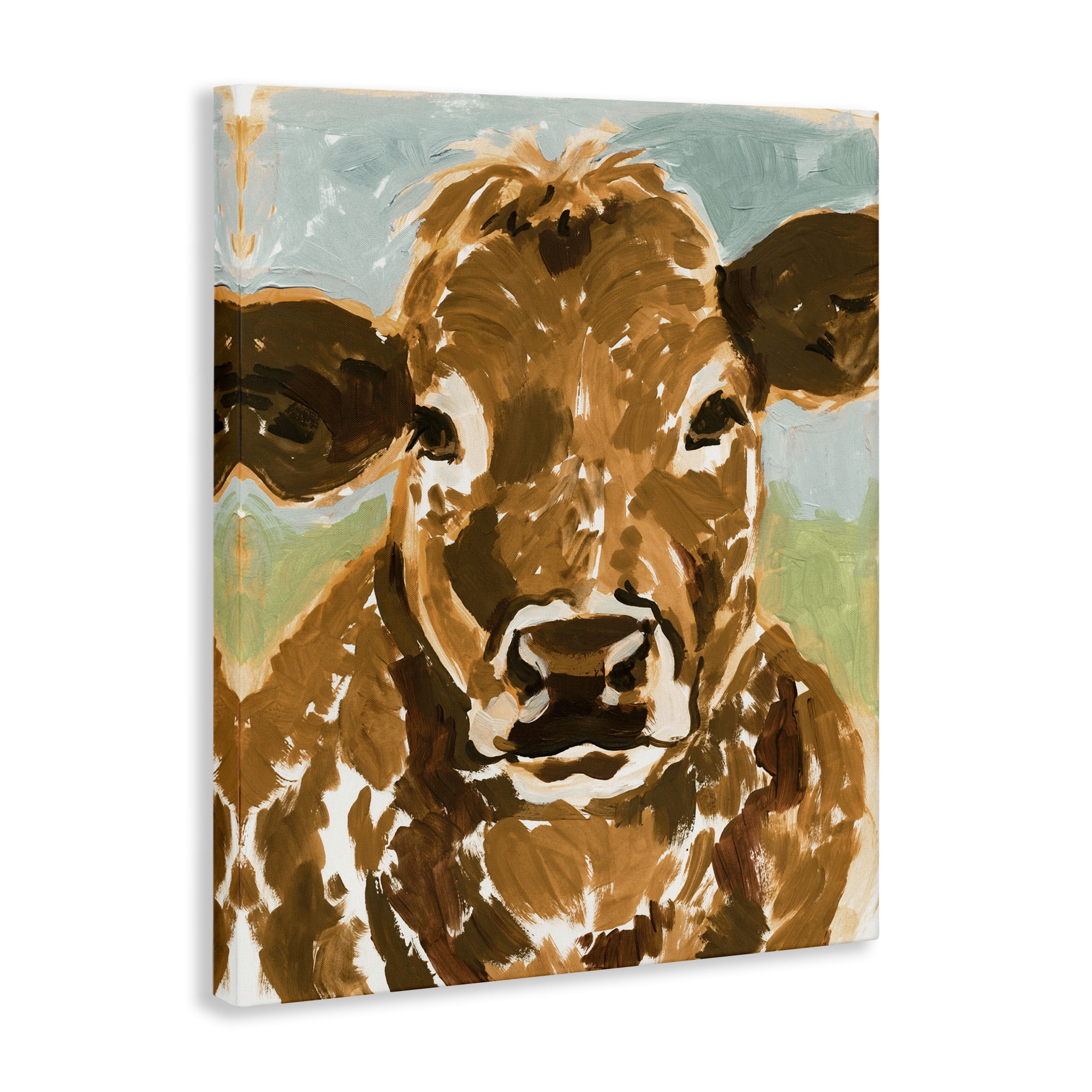 Stupell Industries Spotted Cattle Calf Animals & Insects Painting Gallery Wrapped Canvas Art Print Wall Art, 36 x 48