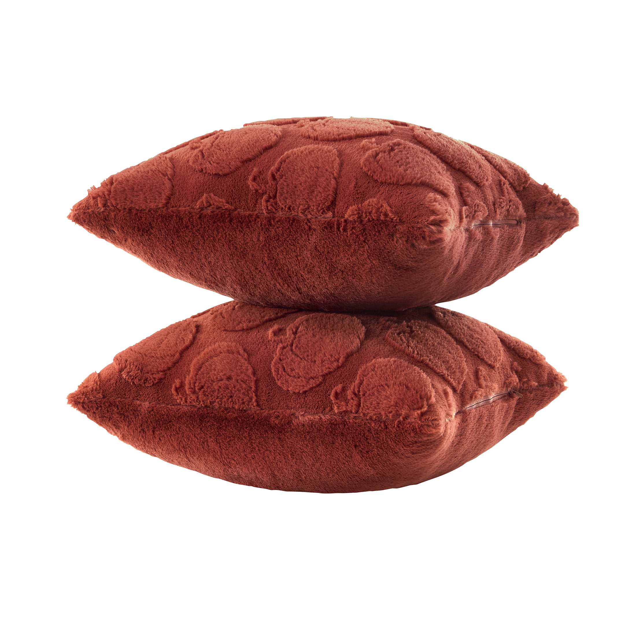 Mainstays 18" x 18" Orange Carved Faux Fur Pumpkin Decorative Pillows (2 Count)