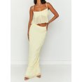 thumbnail image 5 of LMLYSoH Women’s Two Piece Summer Outfits Sleeveless Ruffle Hem Cami Tops and Long Skirt Set Beachwear, 5 of 9