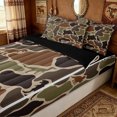 thumbnail image 3 of meiyoeat Dino Camo Zipper Comforter Set with Fitted Sheet and 2 Pillowcases for Boys, Dinosaur Print Zipper Bedding Set for Kids, Green, Black Reversible, 3 Pieces, 3 of 6