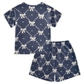 thumbnail image 2 of Bowknots and Pearls Pajamas Set Short Sleeves Sleepwear Top with Shorts Loose Fit Lounge Wear Unisex 6Y, 2 of 7