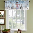 thumbnail image 3 of Blue Christmas Curtain Valances for Windows, Kitchen Valance Window Treatments Panel 2 Pack, Snowman Xmas Tree Snowflake Winter Birds Rod Pocket Short Curtains for Bathroom Bedroom 60 x 18 Inch, 3 of 8