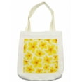 thumbnail image 1 of Yellow Tote Bag, Plumeria Frangipani Flower Blossom Pattern Hawaiian Floral Wildlife Artwork, Cloth Linen Reusable Bag for Shopping Books Beach and More, 16.5" X 14", Cream, by Ambesonne, 1 of 2