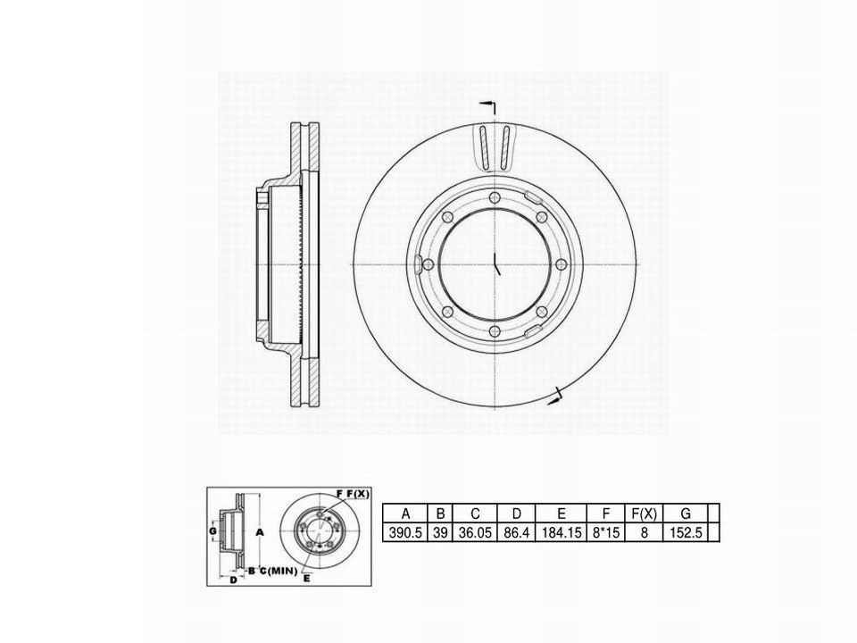 Winstop Brake Rotor, Rear WS251408, Hino 185 2010-2005
