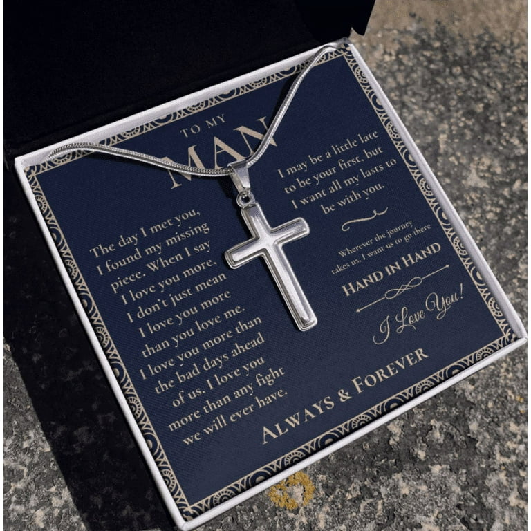 Gift for Him, Men Silver Adult Cross Necklace, Promise Necklace