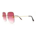 thumbnail image 6 of Womens Jaguar Head Stud Half Rim Metal Rim Oversized Rectangle Sunglasses Gold - Burgundy, 6 of 8