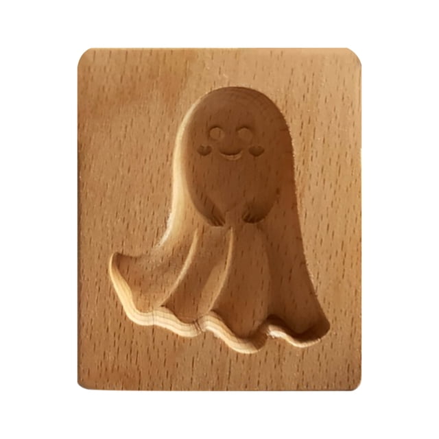 Aihimol Wooden Cookie Molds,Halloween Baking Mold Baking Cookie Mold Wooden Kitchen Cookie Cutter Embossing Press Molds Gingerbread Mold DIY Baking Tools (Ghost)