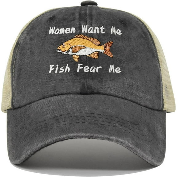 Women Want Me Fish Fear Me Embroidered Baseball Caps