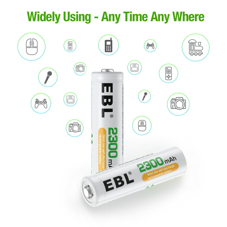 EBL Set de piles rechargeables AA, AAA et 9 Volts