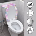 thumbnail image 3 of COEQINE Toilet Lid Dust Cover 2 Piece Set, Elastic Bottom Universal Easy Installation Toilet Cover Set for Indoor Decoration, Daisy Floral Rainbow Colors, 3 of 7