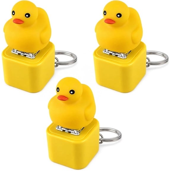 Rechargeable duck Button Keychain Fidget Toy with Real Sound & LED Light, Interactive Desk Stress Relief Clicker, Mini Animal Pendant for Keychain Bag Decoration, USB Rechargeable (1PCS)