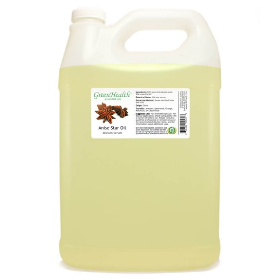 Anise Star Essential Oil - 128 fl oz (1 Gallon) Plastic Bottle w/ Cap - 100% Pure Essential Oil by GreenHealth