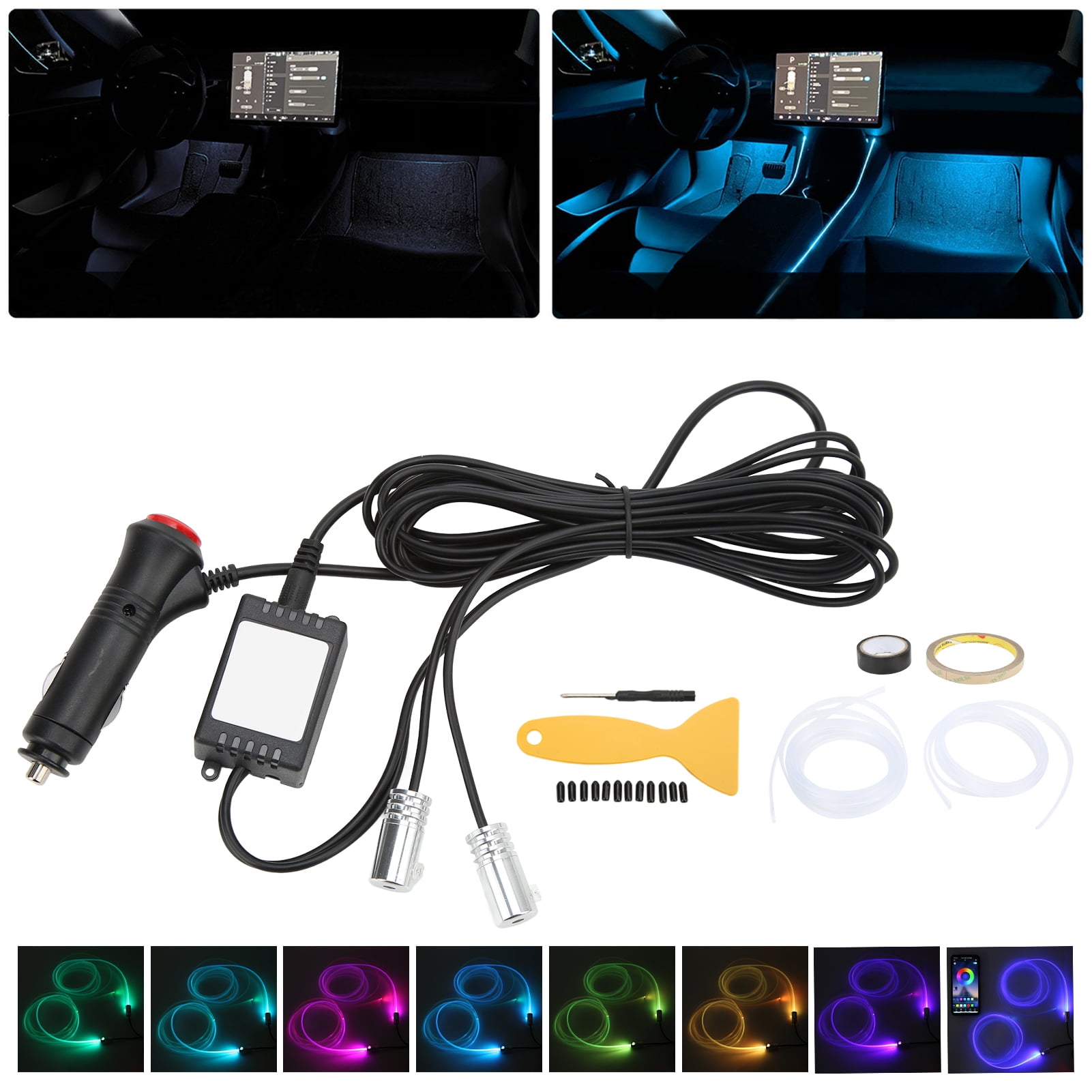Domqga Car Interior Strip Light,Car LED Interior Strip Light Kit Neon