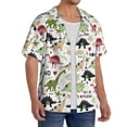 thumbnail image 2 of Uemuo Dinosaur Pattern Cotton Linen Short Sleeve Shirts,Casual Lightweight Button Down Shirts,Vacation Beach Summer Tops-, 2 of 7