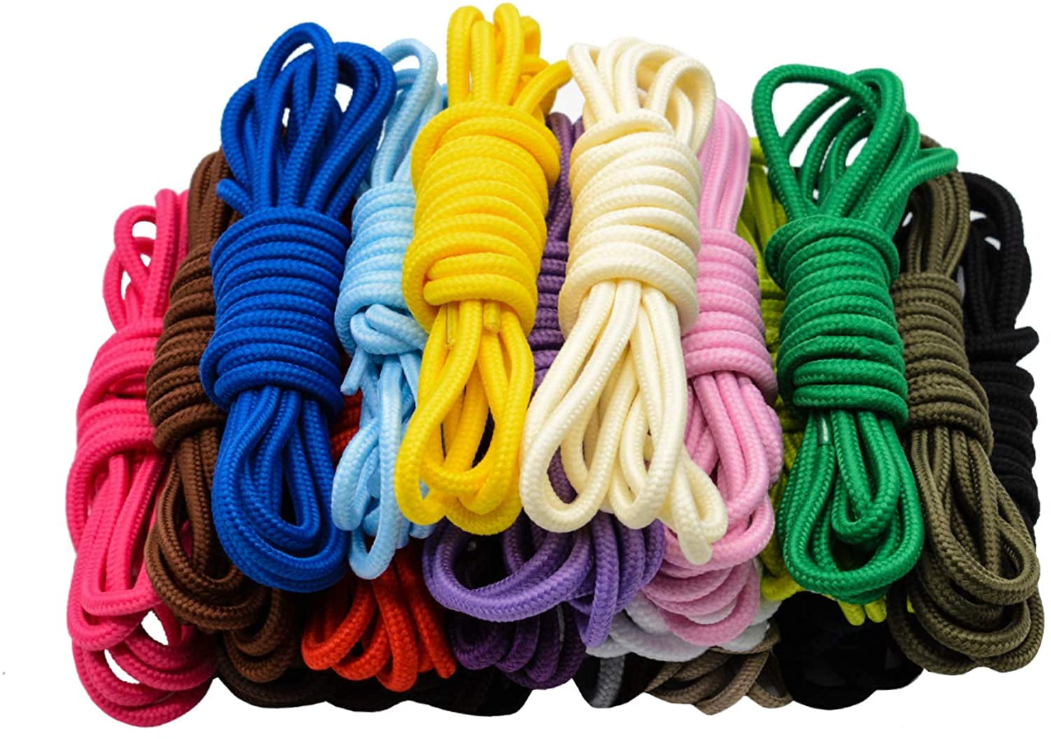 ROUND SHOE LACES PAIR OF SHOELACES FOR HIKING BOOTS TRAINERS 5MM THICK ROPE LACE 