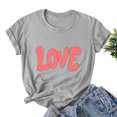 thumbnail image 5 of HaoXianJian Valentine's Day Shirt for Women Heart Print Short Sleeve Crew Neck Sweat Shirts Loose Fits Letter Print Graphic Pullover Tee Tops Casual Girl Friend Gift T Shirt Size 2X 3X, 5 of 5