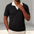 thumbnail image 2 of Bibifish Mens Polo Shirts Short Sleeve Knitted Casual Shirts Classic Fit Vintage Style Daily Wear Tops, 2 of 3