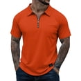 thumbnail image 2 of Hearthz Quarter Zip Polo Shirts for Men Short Sleeve Shirt for Men Collared Mens Golf Shirt Red XXXL, 2 of 7